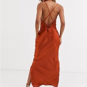 Elegant Rust Backless Dress